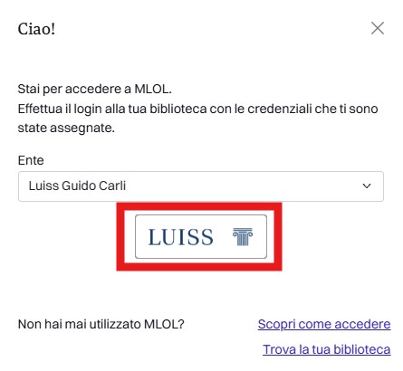 MLOL Login Luiss