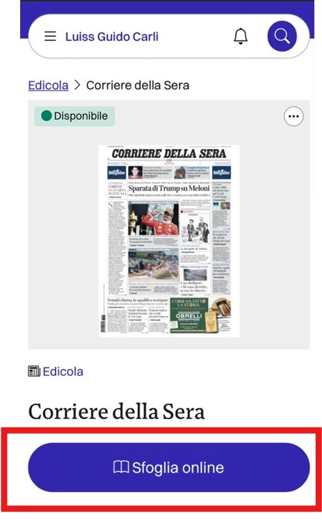 MLOL sfoglia edicola Pressreader mobile