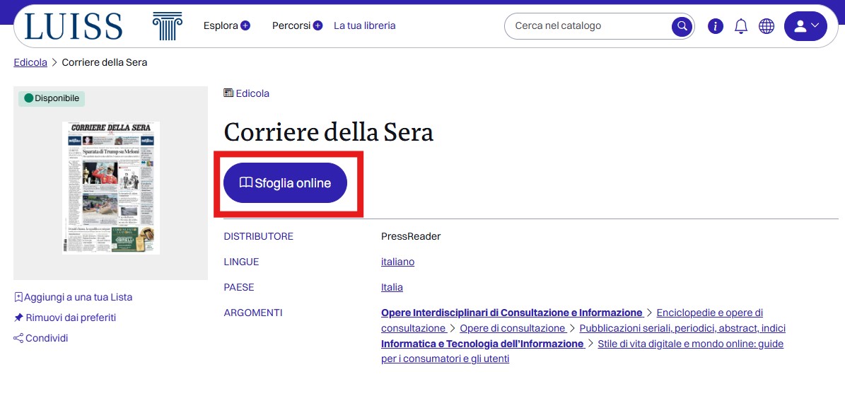 MLOL sfoglia edicola